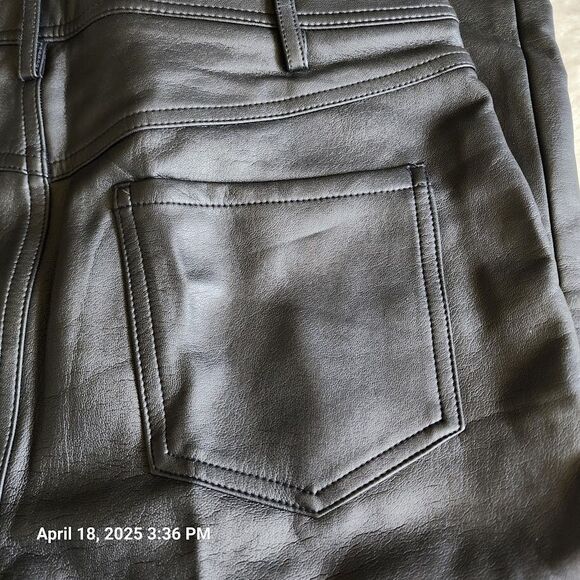 Halogen Women's 10 High Waisted 5 Pocket Straight Leg Vegan Leather Pants Black - Picture 7 of 10